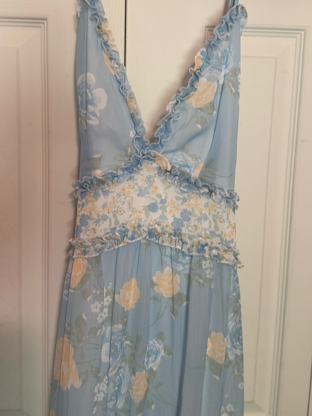Altar'd State - Light Blue Floral Spaghetti-Strap Maxi Dress, size xl - Picture 9 of 11